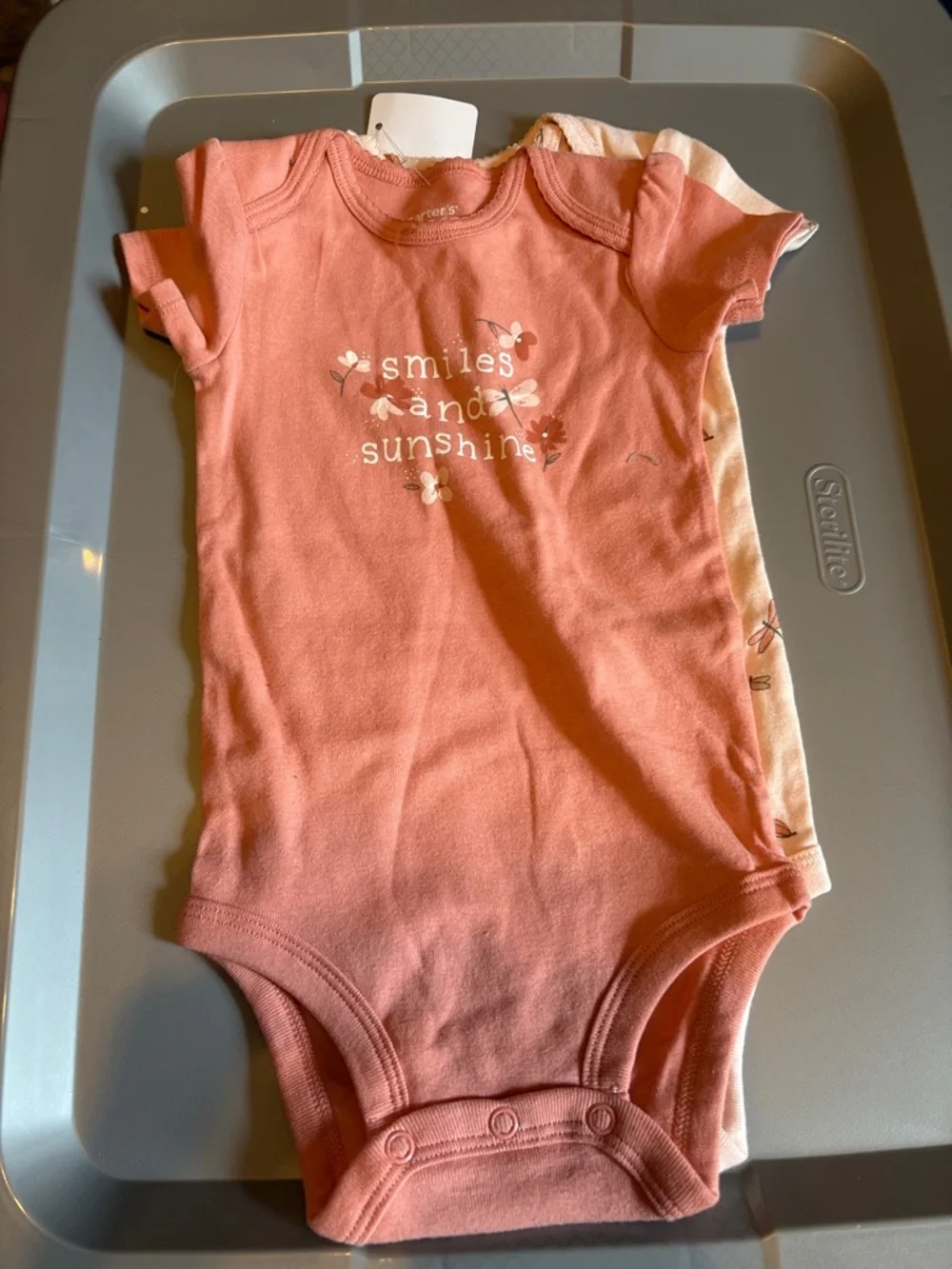 Carter's Coral 'Smiles and Sunshine' Baby One-Piece Bodysuit